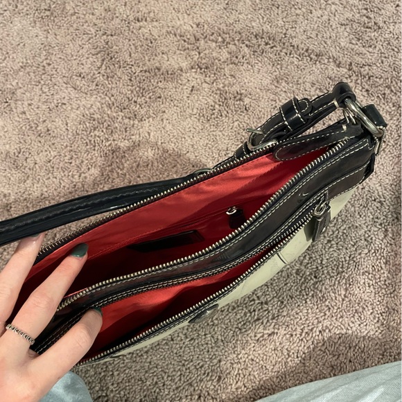 White and Black Coach Purse - Picture 3 of 3